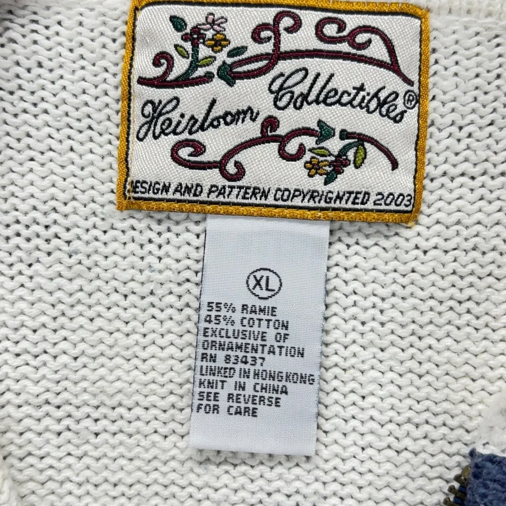 Heirloom Collectibles Sweater Womens XL Fair Isle Full Zip Ribbed Cardigan